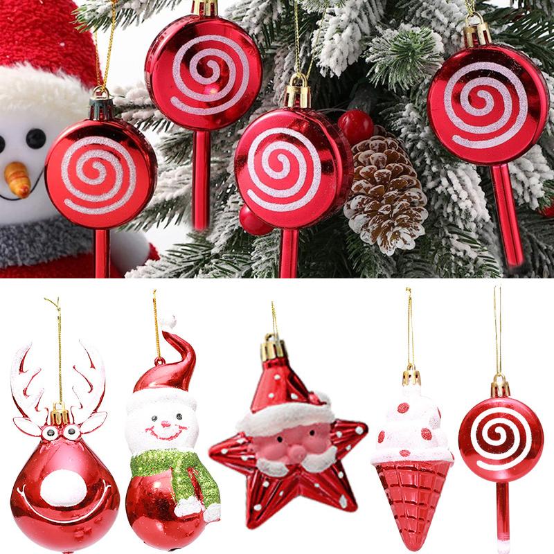 3/6Pcs/Pack Home Decoration New Year Plastic DIY Christmas High Quality Hanging Pendant Lollipop Gifts