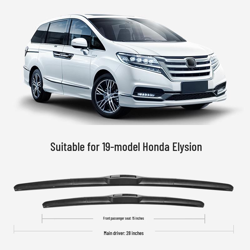 Compatible with Honda Elysion: Silent Frameless Rubber Wiper for Front and Rear - Fits 15 Models and 12-Year Range.