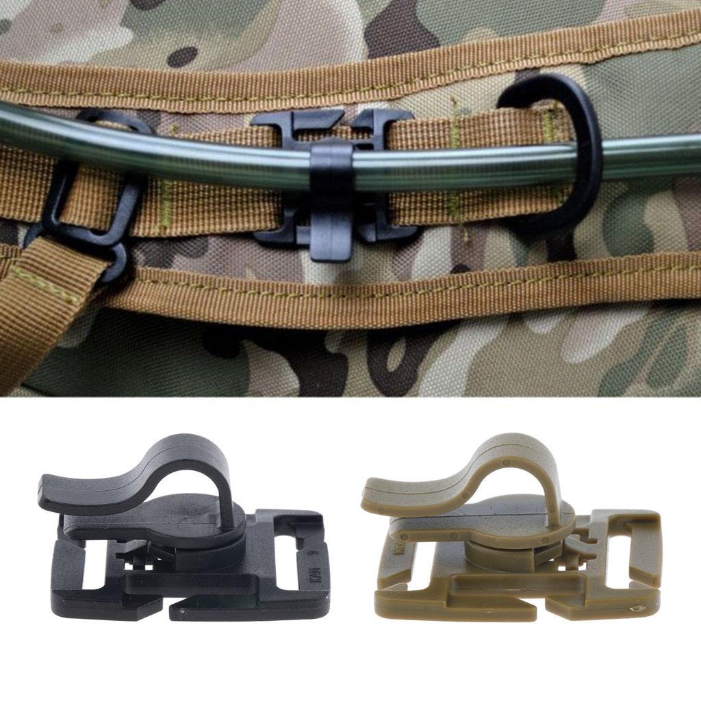 Outdoor Hydration Pack Water Bladder Drinking Tube MOLLE Webbing Clip Holder Plastic Dia. 8-10 Mm