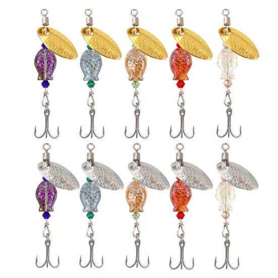 5Pcs Fishing Lure Spinnerbait with Treble Hooks Vibrant Color Compact Portable Fishing Lures Spoon Spinner Baits Kit