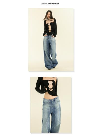 Women's American Street Style High-Waist Wide-Leg Jeans - Fall/Winter 2024 Collection - Straight, Loose, Slim Fit, Mopping Style