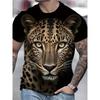 Men's T-shirt Men's Fashion Leopard Print Animal Print Casual Short Sleeved Round Neck T-shirt Loose Top