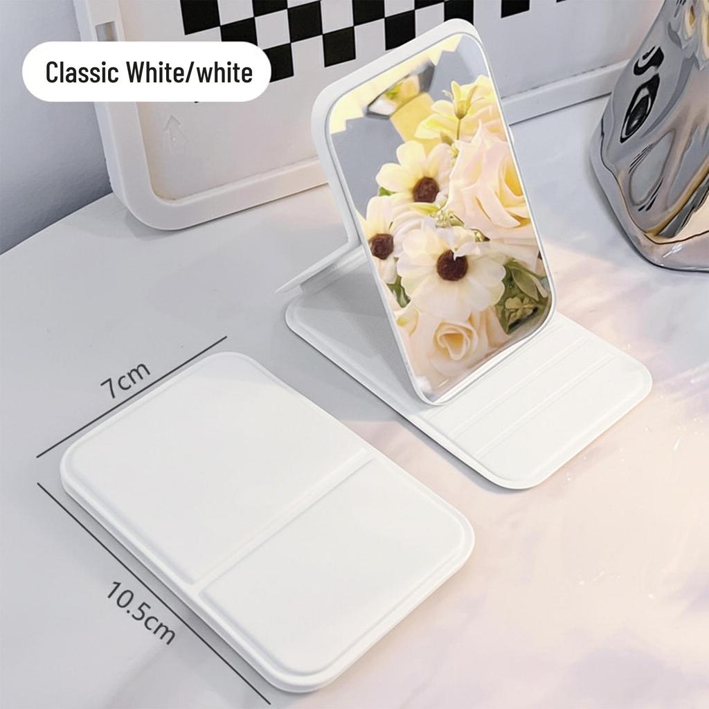 Compact Mini Square Gilded Folding Makeup Mirror with Magnification