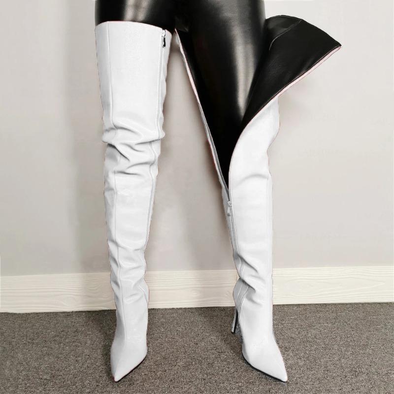 Fashion Big Size 34-43 New Fashion High Heels Women's Over-the-knee Boots Leather Stiletto Knee Boots Leg Boots for Girls Zapatos Mujer