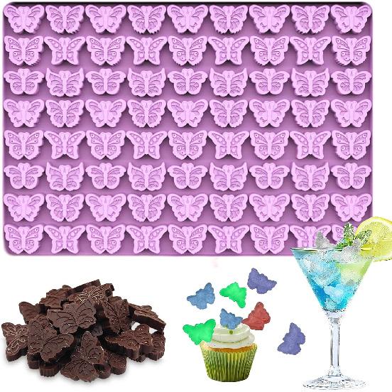 72 Cavity 3D Butterfly Silicone, Silicone Molds for Chocolate,Gummy,Cakes,Butter,Ice,Dog Treats, Mini Molds for Wax,Resin,Soap,Candles,Clay