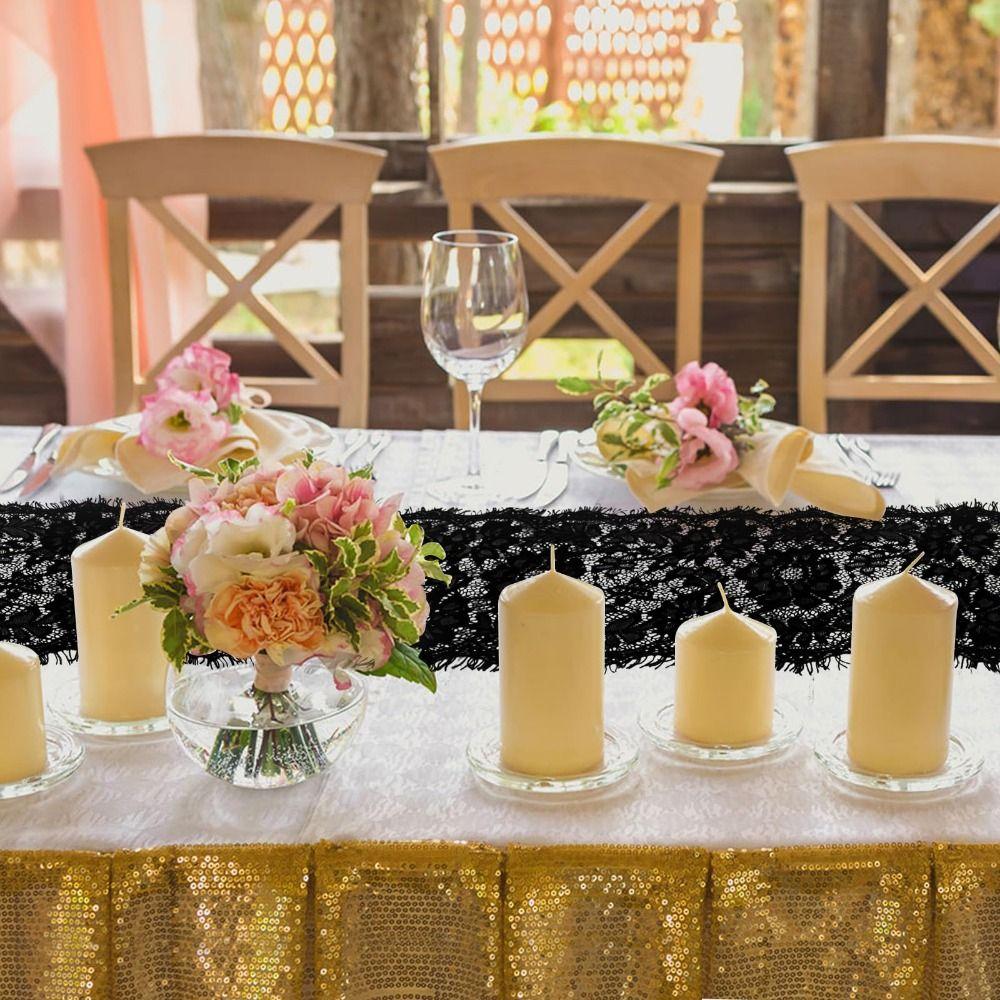 Embroidered French Lace Table Runner Flower Pattern Boho Dresser Scarf Home Garden