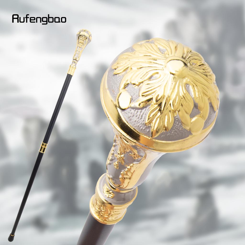 Goldener silberner Luxus-Gehstock mit rundem Griff, modischer Stock für Partys, dekorativer Gehstock, eleganter Gehstock mit Kreuzknauf, 90 cm