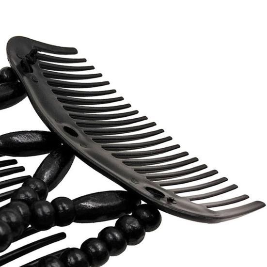 1/4 ks Dámské dřevěné korálkové hřebeny do vlasů Ručně vyráběné pružné oboustranné klipy Salonní hřebeny Vytvářeč drdolu Vlasové doplňky