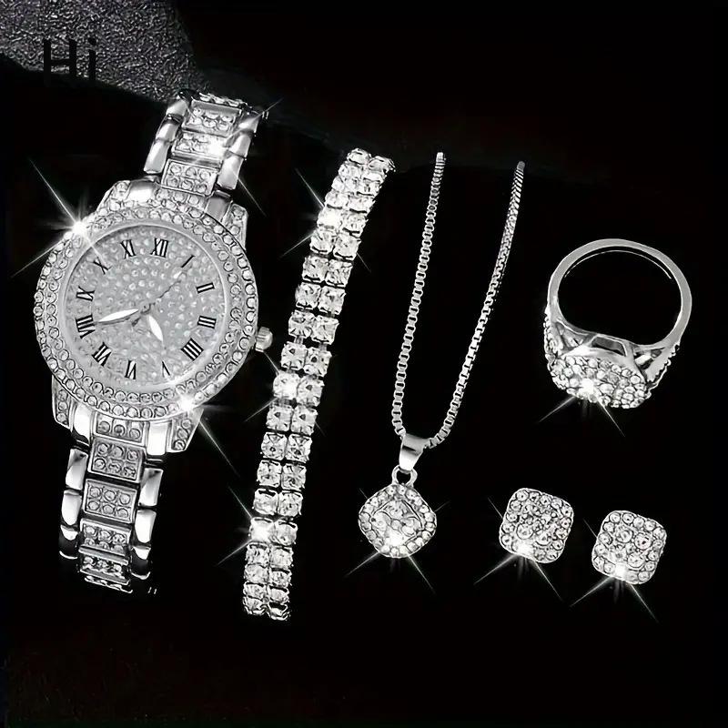 

Женские часы Cornucopia Fashion Casual Roman Numeral Quartz Set, Full Diamond Band Fashion Watch