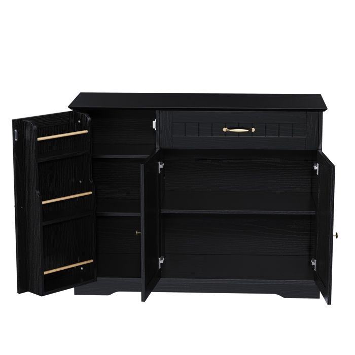 Buffet moderne - MODERNLUXE - 107x40x83.4 cm - 3 portes - 1 tiroir - Étagères réglables - Noir - MDF