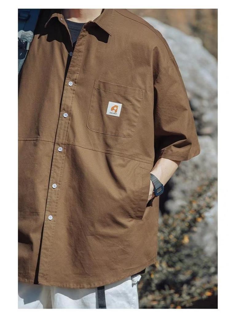 2024 Stylish Loose Workwear Half-Sleeve Retro Shirt - Japanese & Hong Kong Trend