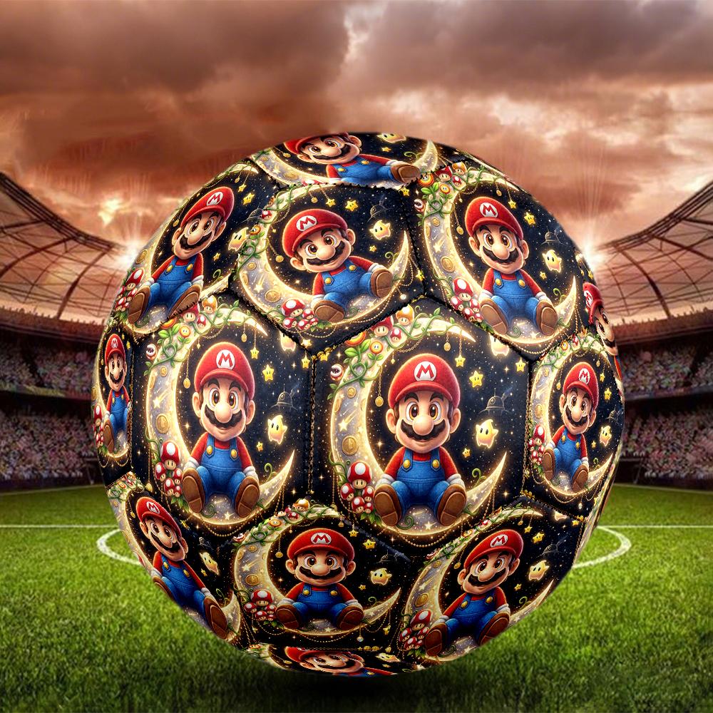 1pc Super Mario Game Cartoon Football Soccer Ball Size 5 Indoor Soccer Ball Fashion Colorful Backyard Game -Great For Sports Fans Gift HE50