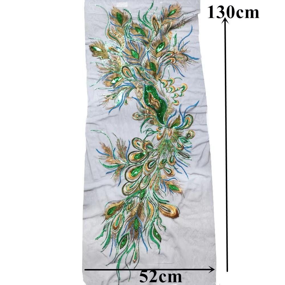 DIY Sequin Appliques 130CM Lace Fabric Appliques Patch Embroidered Appliques  Gown Decoration