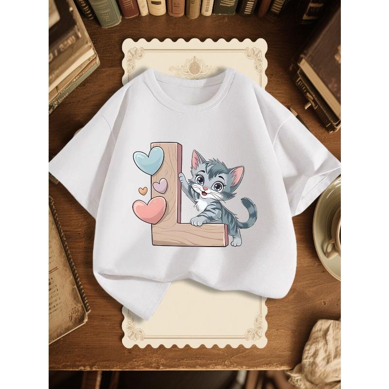 European sizes Girls  Stylish Round Neck T-Shirt 110 белый