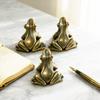 Mini Brass Frog Figurine 1 Inch Tiny Lucky Pocket Talisman Small Copper Frog Animal Statue for Garden Yard Balcony Zen Meditation Shelf Decor