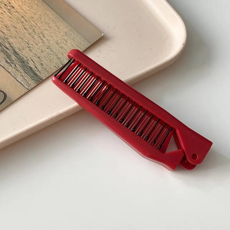 Colorful Portable Fashion Hair Comb Folding Anti-static Plastic Comb Hair Brush Compact Pocket Size Purse Hair Comb Cepillo Para