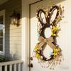 Easter Bunny Rattan Wreath Pendant: Forest-Style Egg Ring Door Hanger Wall Decor