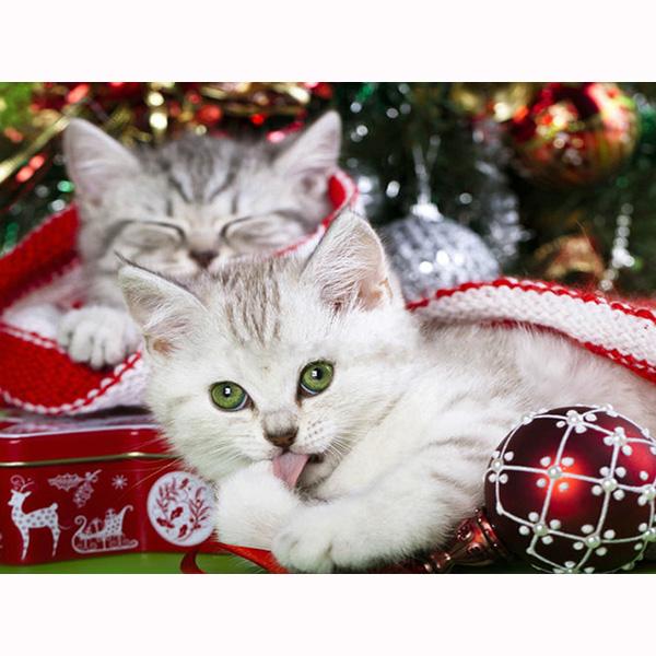Diamond Painting Christmas Cat 5D DIY Diamond Embroidery Animal Cat Rhinestone Picture Mosaic Home Decorations Christmas Gift