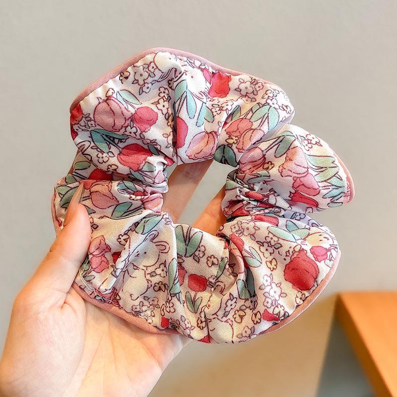 Korean Style Spring/Summer Floral Intestine Hair Scrunchie for Women – Elegant Ponytail Tie and Mori Girl Accessory.