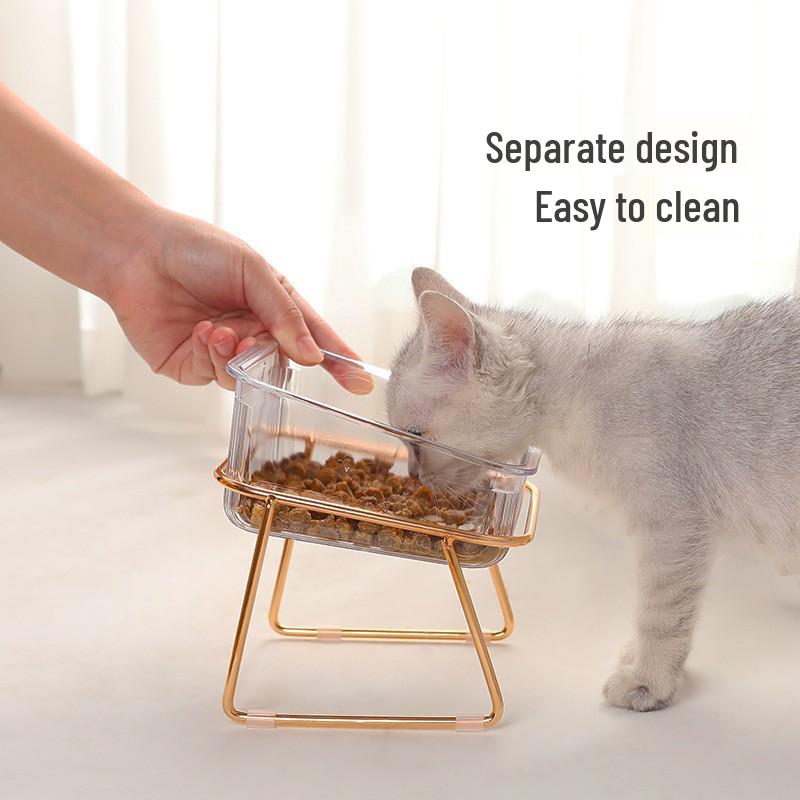 Iron Art Double Bowl Anti-Tip Cat Feeder & Water Dispenser