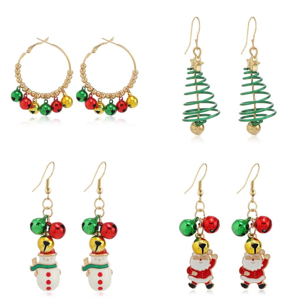 Party Christmas Earrings With Snowflake Bell For Women Holiday Accessory Gift