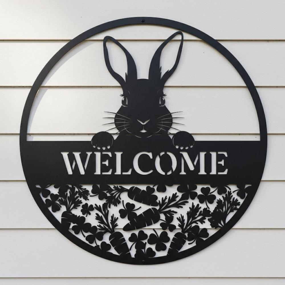 Custom Rabbit Metal Sign for Garden Wall Art Porch Decor Easter Outdoor Gift