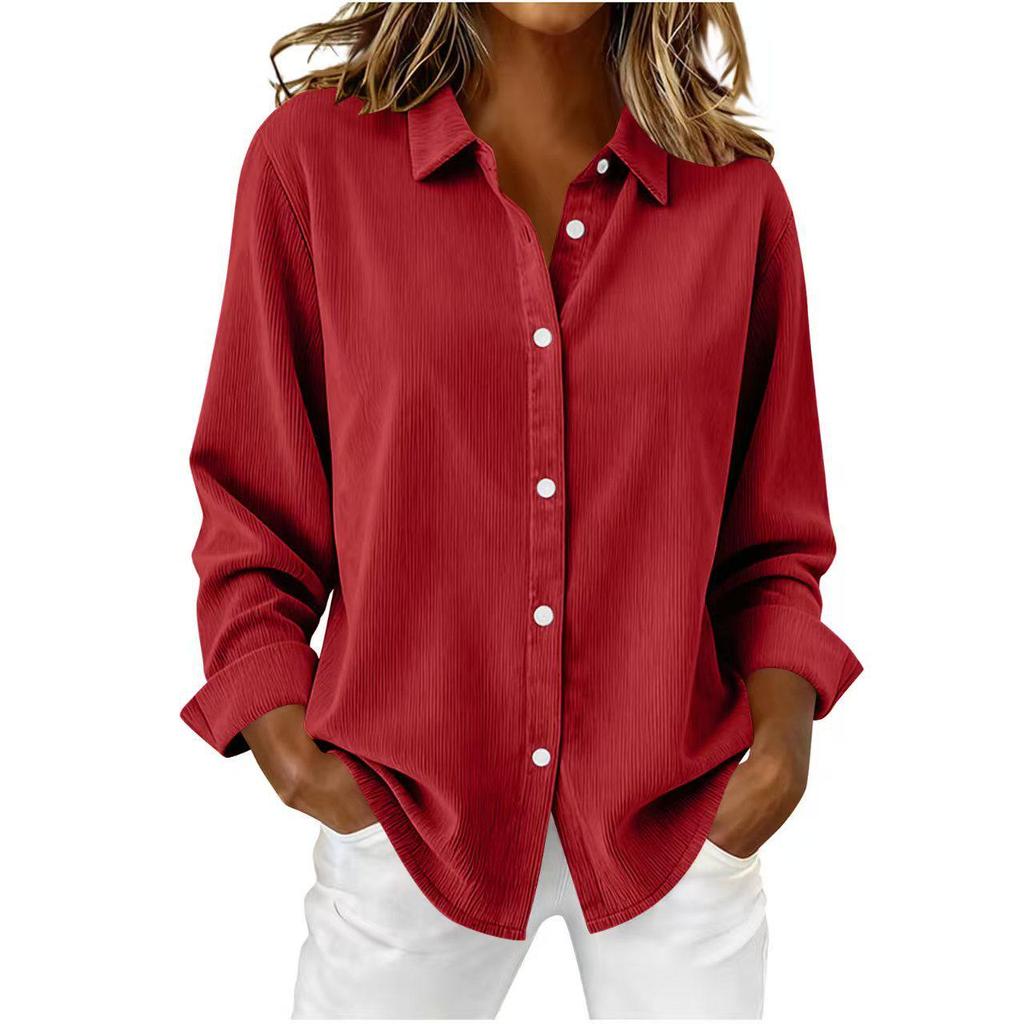 Giacca Camicia da Donna in Velluto a Coste Stile Europeo/Americano Autunno/Inverno Larga 2025