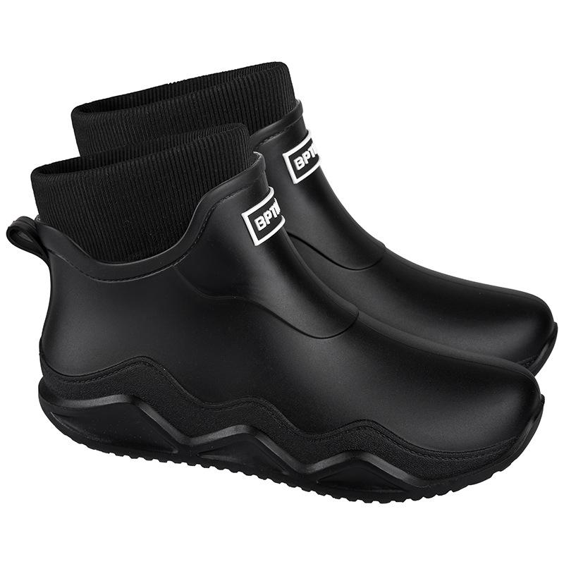 Water shoes short tube couple rain shoes men's low-top outer wear thick-soled shallow mouth non-slip rubber shoes men and women