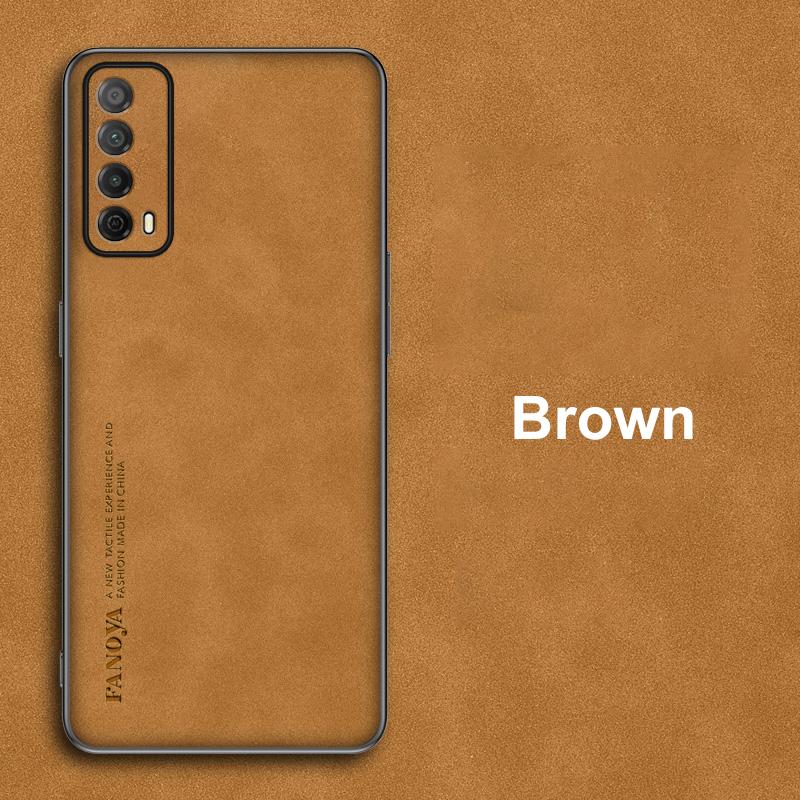 Luxury PU Leather Case For Huawei Y7A P Smart 2021 Back Cover Business Matte Silicone Shockproof Full Protection Phone Case