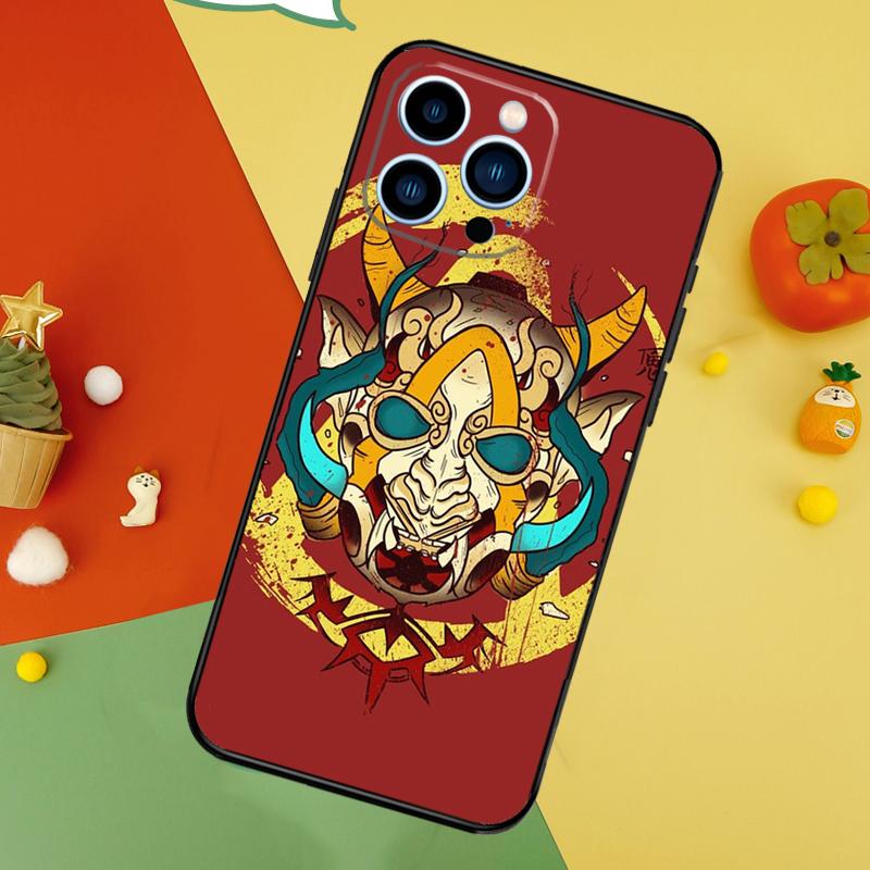 Japanese Hannya Oni Mask Phone Case For iPhone 17 Pro Max 16 15 14 12 11 13 Pro Max Plus 12 13 Mini 16e 17 Air Cover