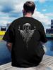 Vintage Rock Band Graphic T-shirt - "Stray Cat" Design with Skull & Roses