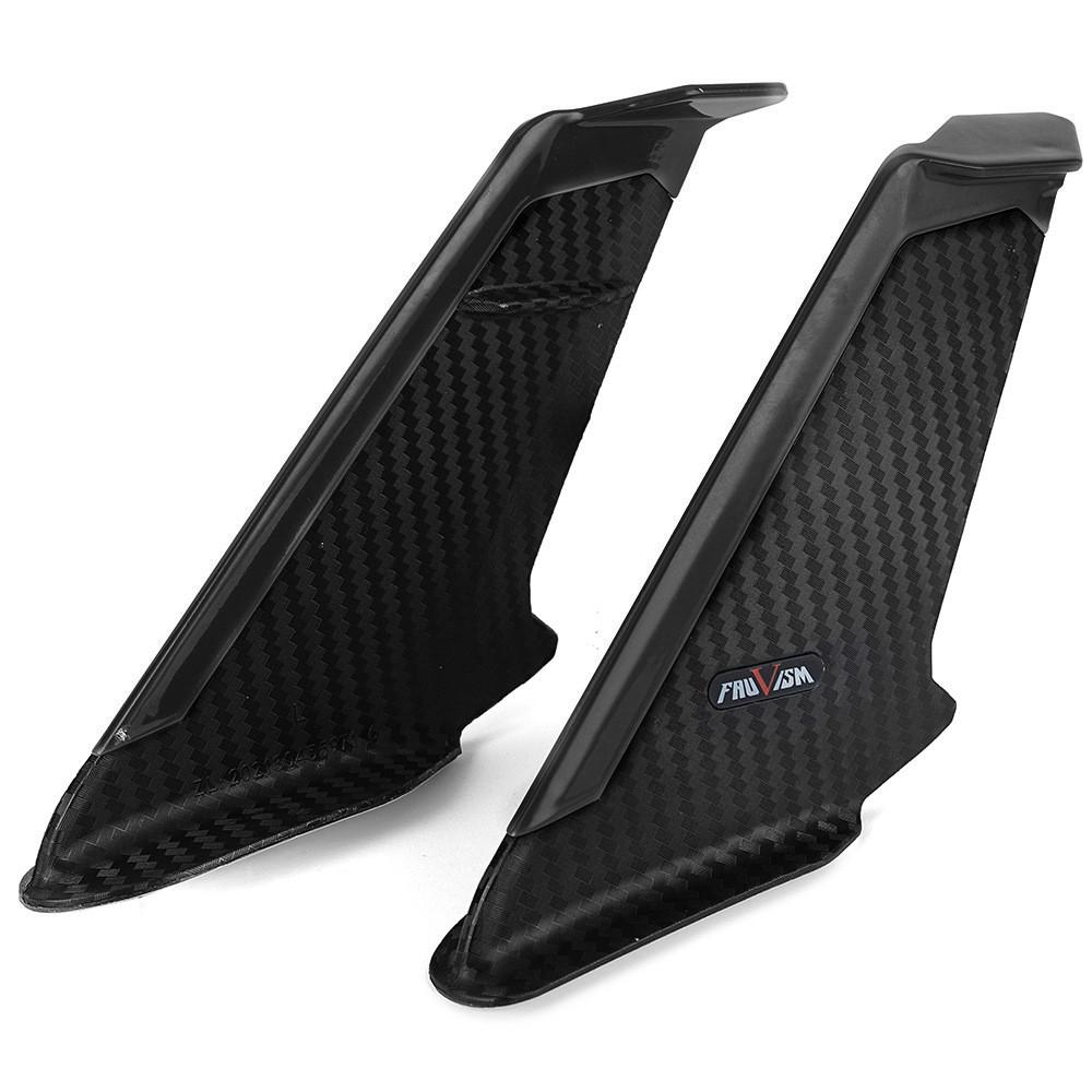 2x Carbon Fiber Look Motorcycle Front Fairing Side Winglet Wind Fin Spoiler Trim