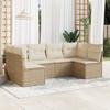 Vidaxl 6-Cz. Gartenmöbel-Set mit Kissen, Beige, Polyrattan