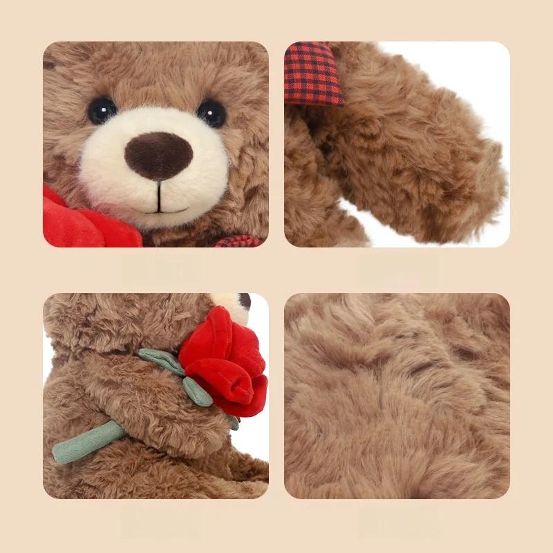 Rose Bear Plush Hug Pillow Perfect Party Favor for Kids Birthday Cute Bouquet Doll Valentine Day Children Day Plush Gifts