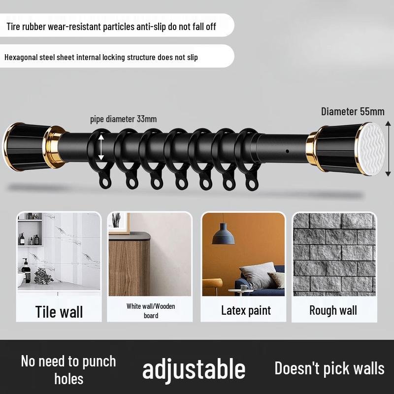 No-Drill Ret retractable Shower Curtain Rod