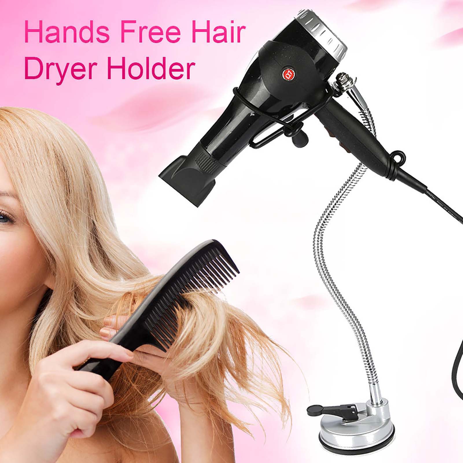 

Держатель для фена с вращением на 360 градусов, съемная подставка с присоской, не требующая рук чёрный