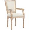 Sedia da Pranzo, Sedia da Cucina, Decorazione con Borchie, Stile Country Francese, Legno di Gomma, Bianco Crema, 54,5 x 59 x 96 cm