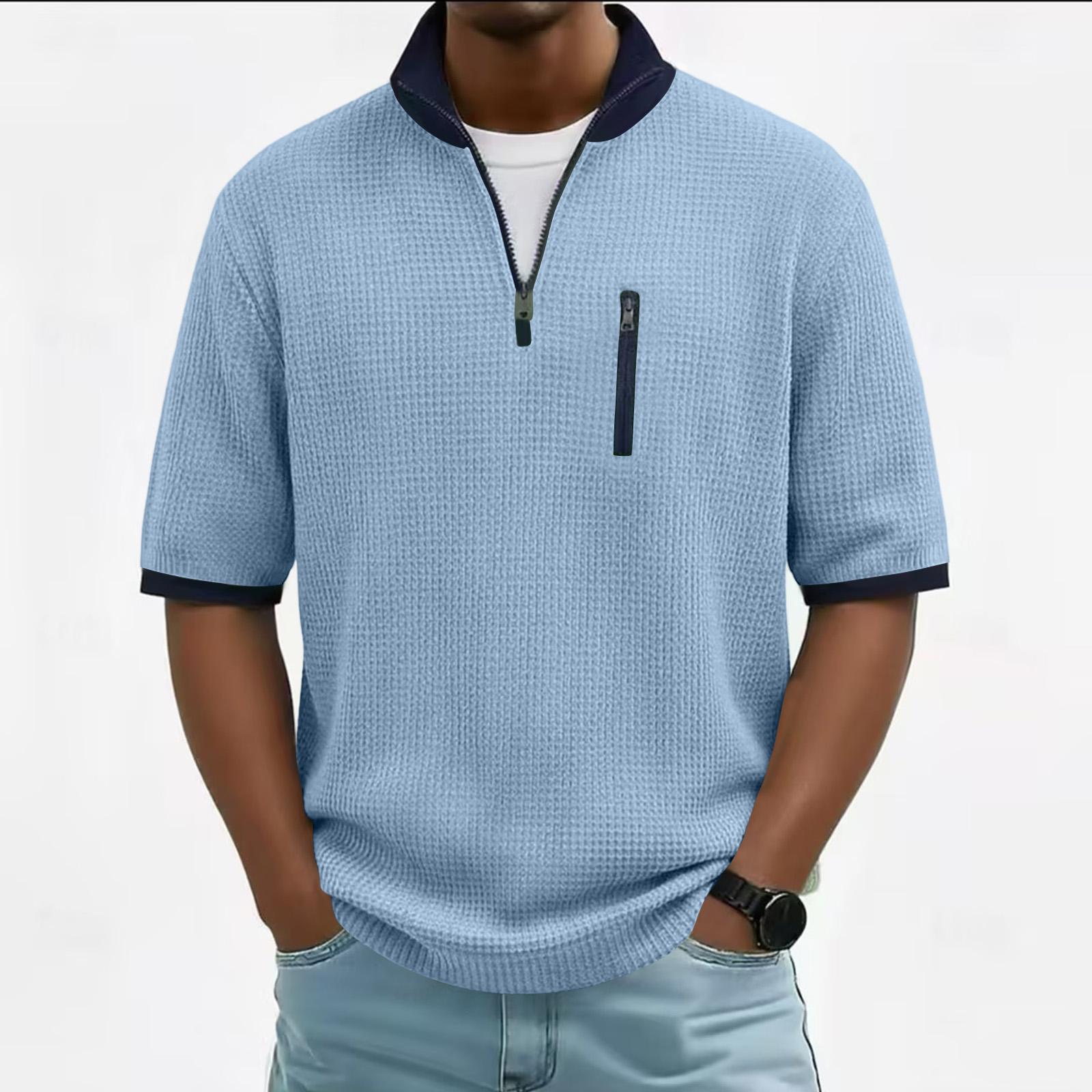 Мужская повседневная короткая футболка на молнии XL