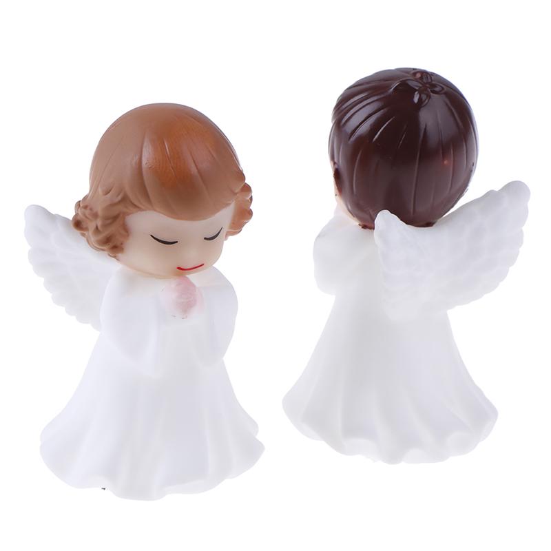 2Pcs Angels Figurines Miniature Well Sculpture Ornament Decoration For Cake