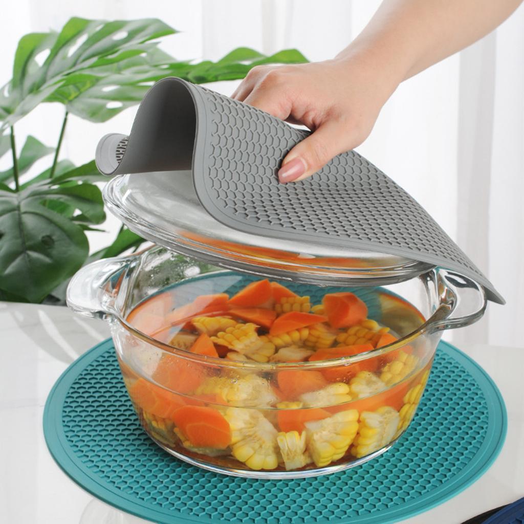 Kitchen Round Pot Holder Anti Scald Coaster Silicone Pan Pads Silicone Microwave Mat for Bowls Dishes Plates Hot Pot