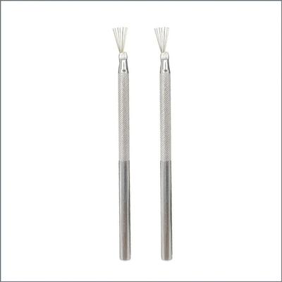 Pottery Needle Texture Brush Set Stainless Steel Clay Sculpting Tools with Fine Wire Bristles for Ceramic Surface Detailing and Texturing
