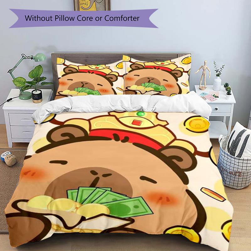 3pcs Anime Cartoon Design Bedding Set - Includes One Quilt Cover and Two Pillowcases (No Core) - Perfect for Bedroom and Guest Room Decorati