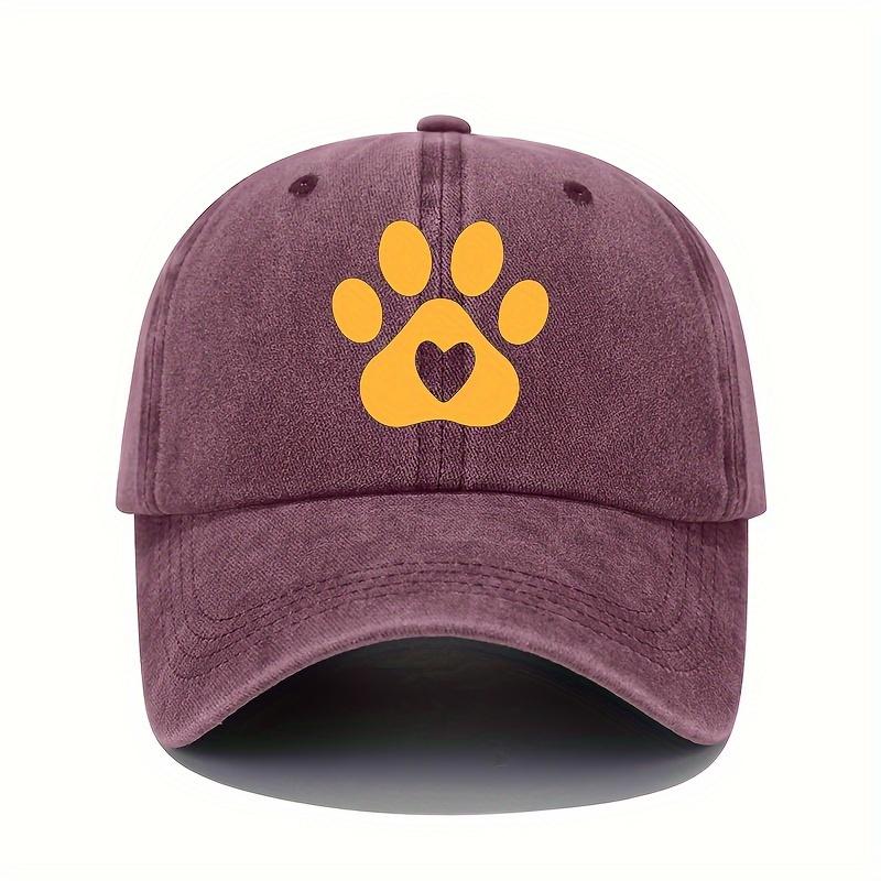 Retro Style Bear Paw and Heart-shaped Printed Baseball Cap - Women's Adjustable Lightweight Sun Protection Cap