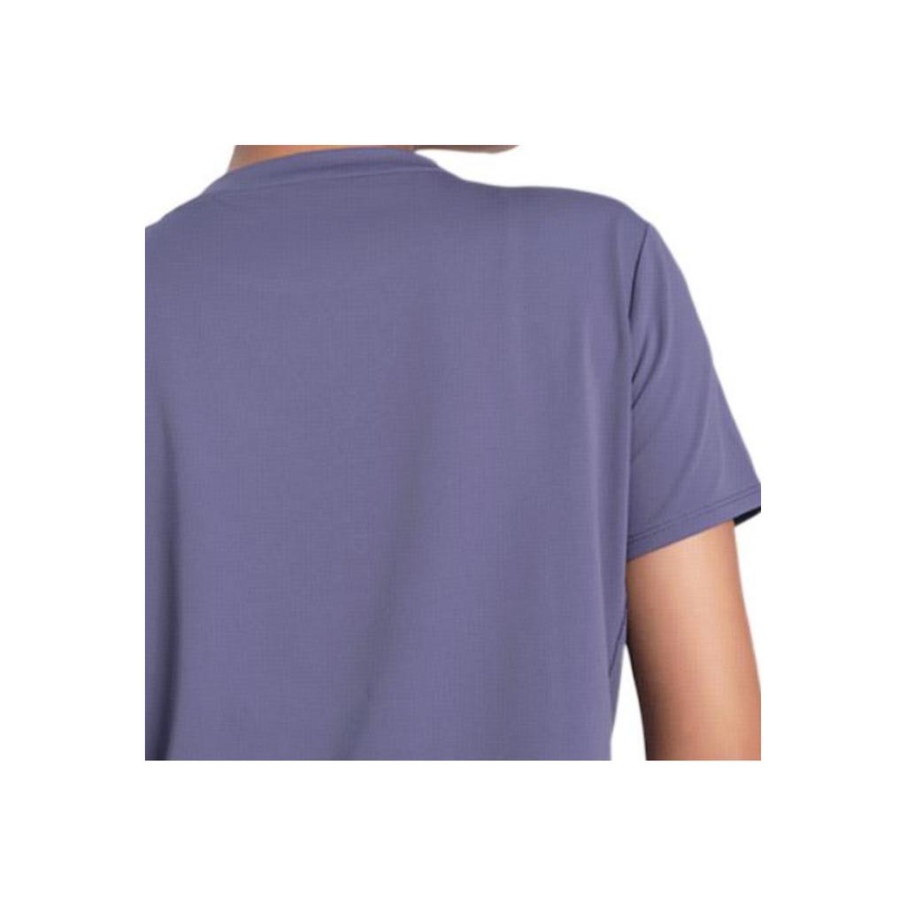 Reebok Solid Color Sports Casual Fitness Training Knit Short Sleeve T-Shirt Women Tops Gray Purple 24SRM406WGP3