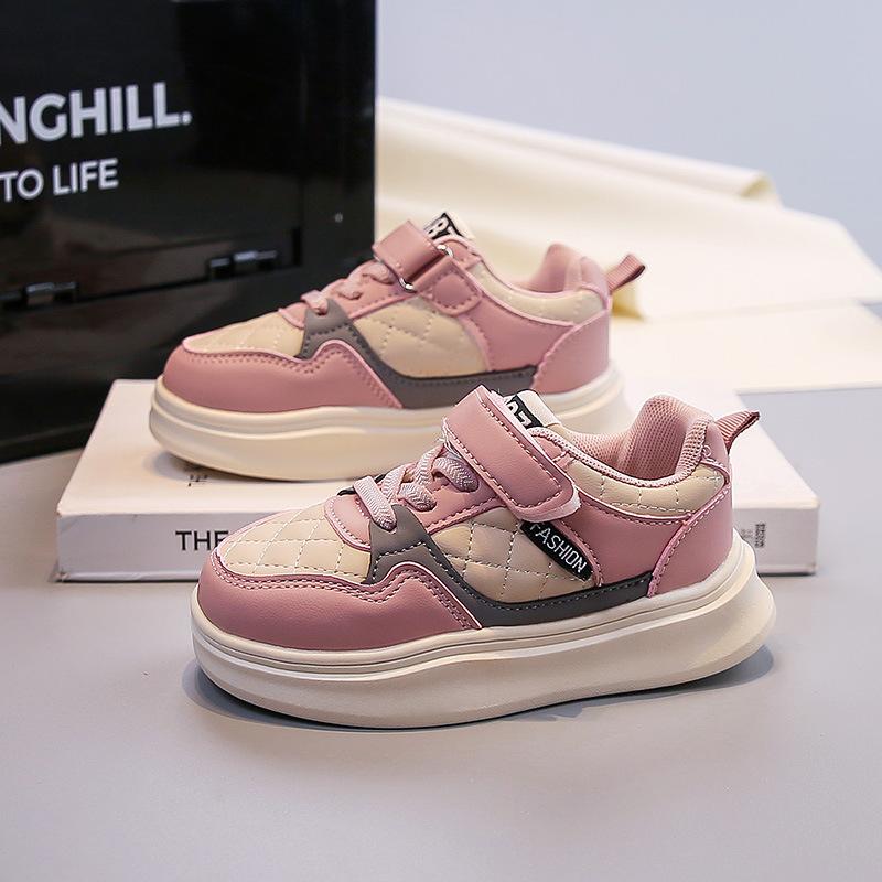Children's two-tone sports shoes2026New autumn leather casual shoes for boys and girls, trendy running shoes for older children