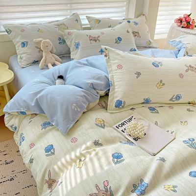 Class A Maternal And Infant Grade Cotton Abraded 4-Piece Set, Small Fresh Pure Cotton Bed Sheet Quilt Cover, 3Pcs Set Of Household Student Dormitory