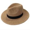 HT3119 Chapeaux Fedora Bande Noire Chapeau de Paille Homme Femme Large Bord Chapeau d'Été Homme Femme Chapeau Panama Casquette de Plage Unisexe Chapeau de Plage à Bord Plat