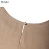 ZANZEA Women Casual Round Neck Summer Short Sleeve Ruffles Dress