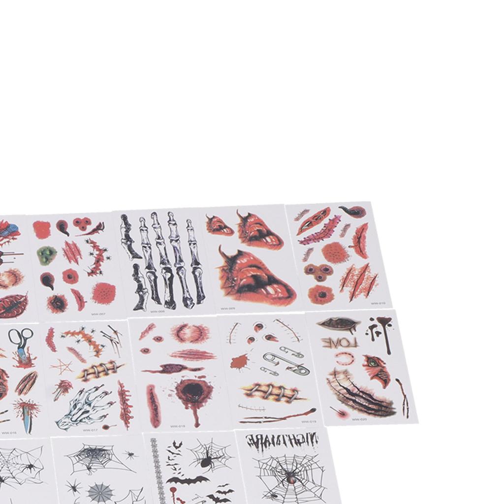 28pcs Halloween Tattoo Stickers Scar Pumpkin Pattern Waterproof Fake Tattoo Stickers
