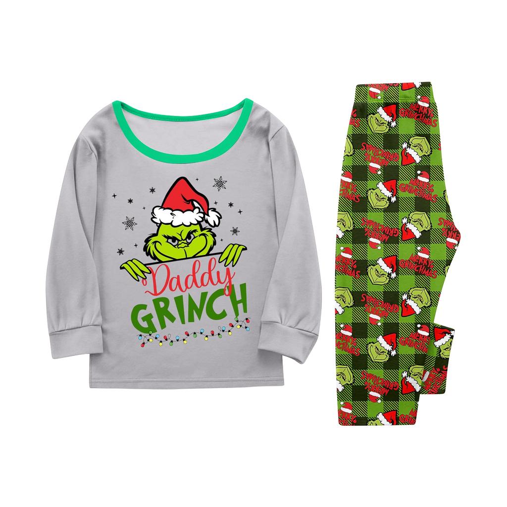 Print Cute Family Set Pajamas, Home Clothes, Family Set Long Sleeve Top Pants Set